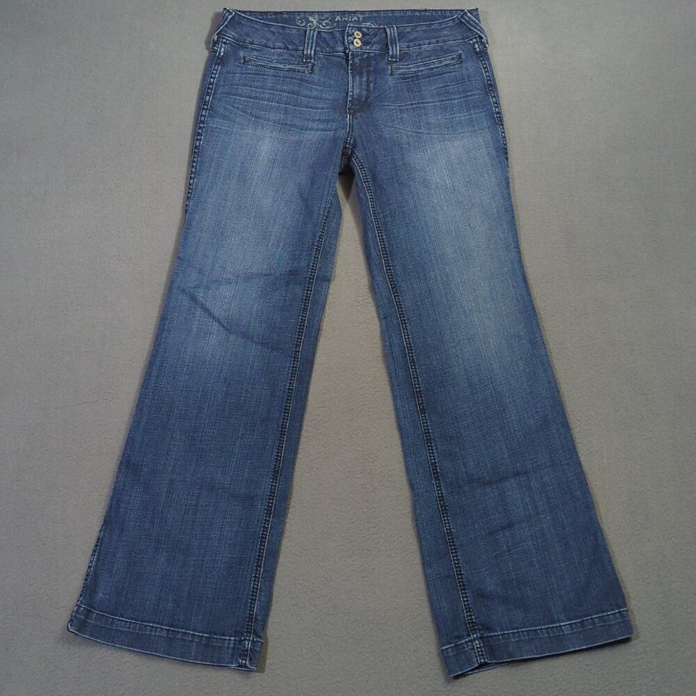 Ariat Jeans Women's 32R Blue Trouser Mid Rise Stretch Outseam Ella Wide Leg